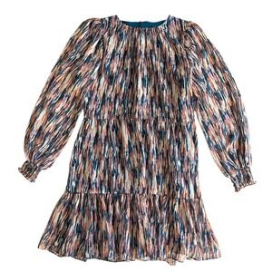 Willa Story Puff Sleeve Multicolor Tiered Dress Metallic Made‎ In USA Medium